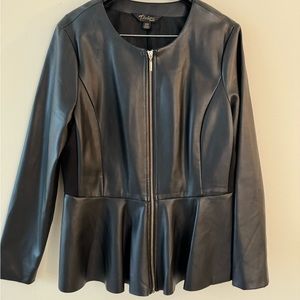 Faux-Leather Peplum Jacket Black M/M almost new Long Sleeve